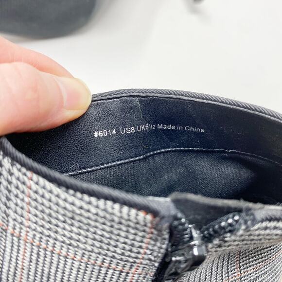 Cabi Black and Gray Plaid Pointy Toe Ankle Booties Side Zip Women's Size 8 EUC - Picture 9 of 9